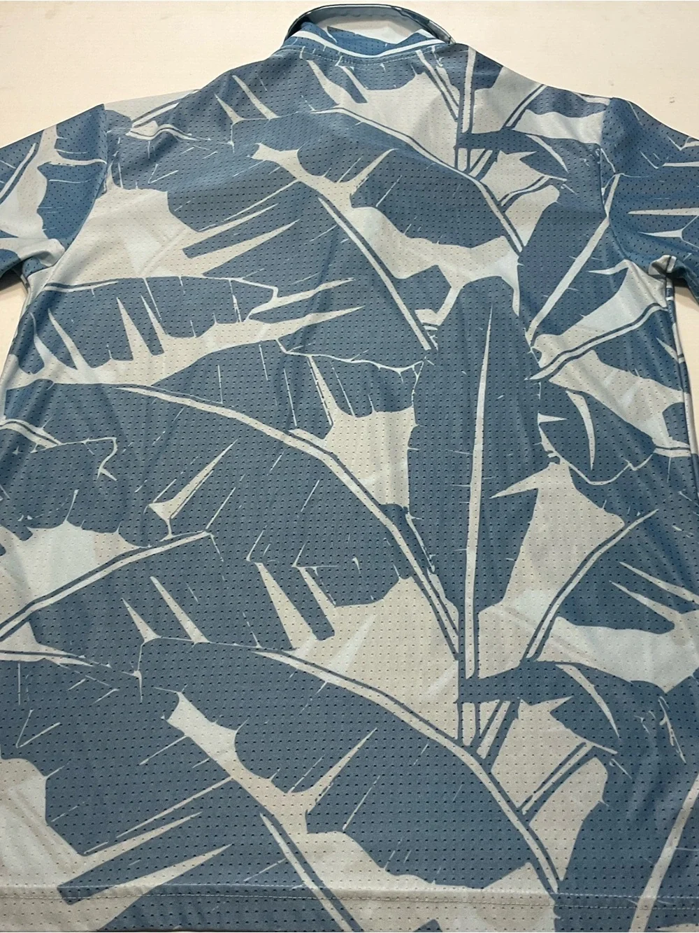 Adidas Golf Palm Leaf Mesh Polo Shirt Blue Airflow Tropical Sz S